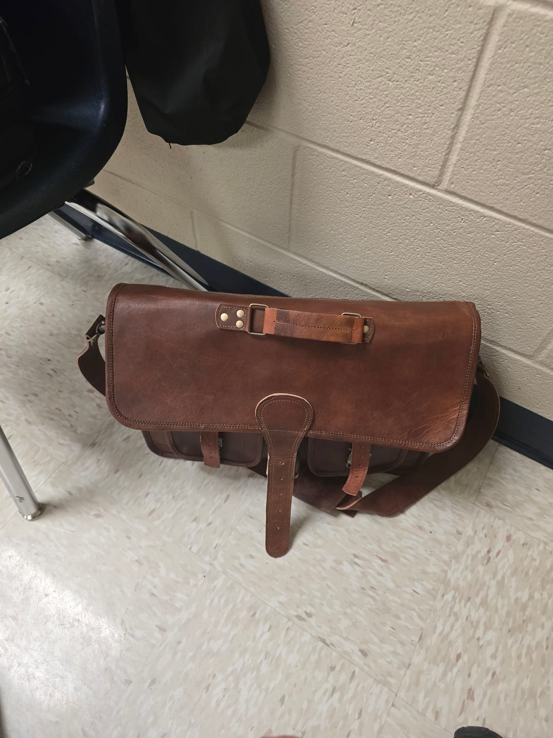 Customer photo review of Top Grain Leather Briefcase Bag