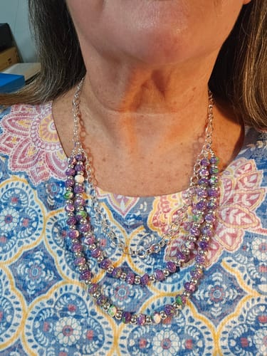Customer photo review of 15.5" 5x8mm purple green rain flower stone roundel/rondelle beads
