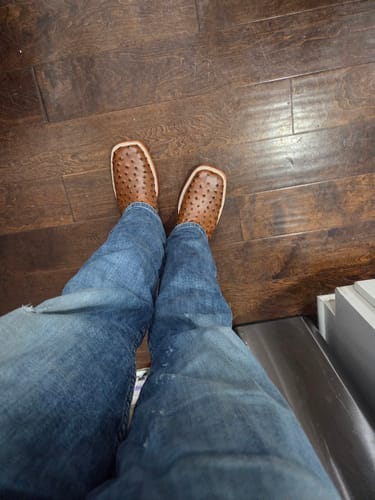 Customer photo review of Cognac Ostrich Leather Boots - Square Toe