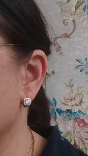 Customer photo review of Grace 1 ct Moissanite Hoops in 14K Gold Plated Silver