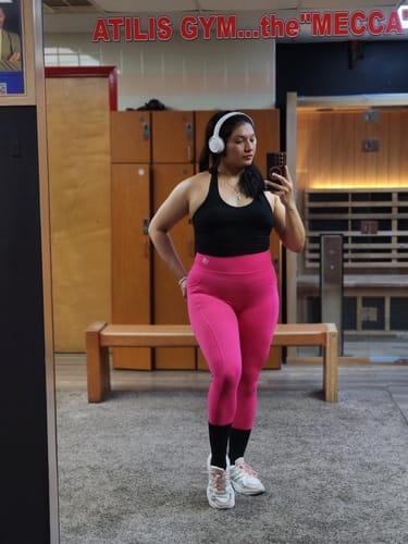 Customer photo review of Hot Pink Two-Tone Halter Bra and Legging Set