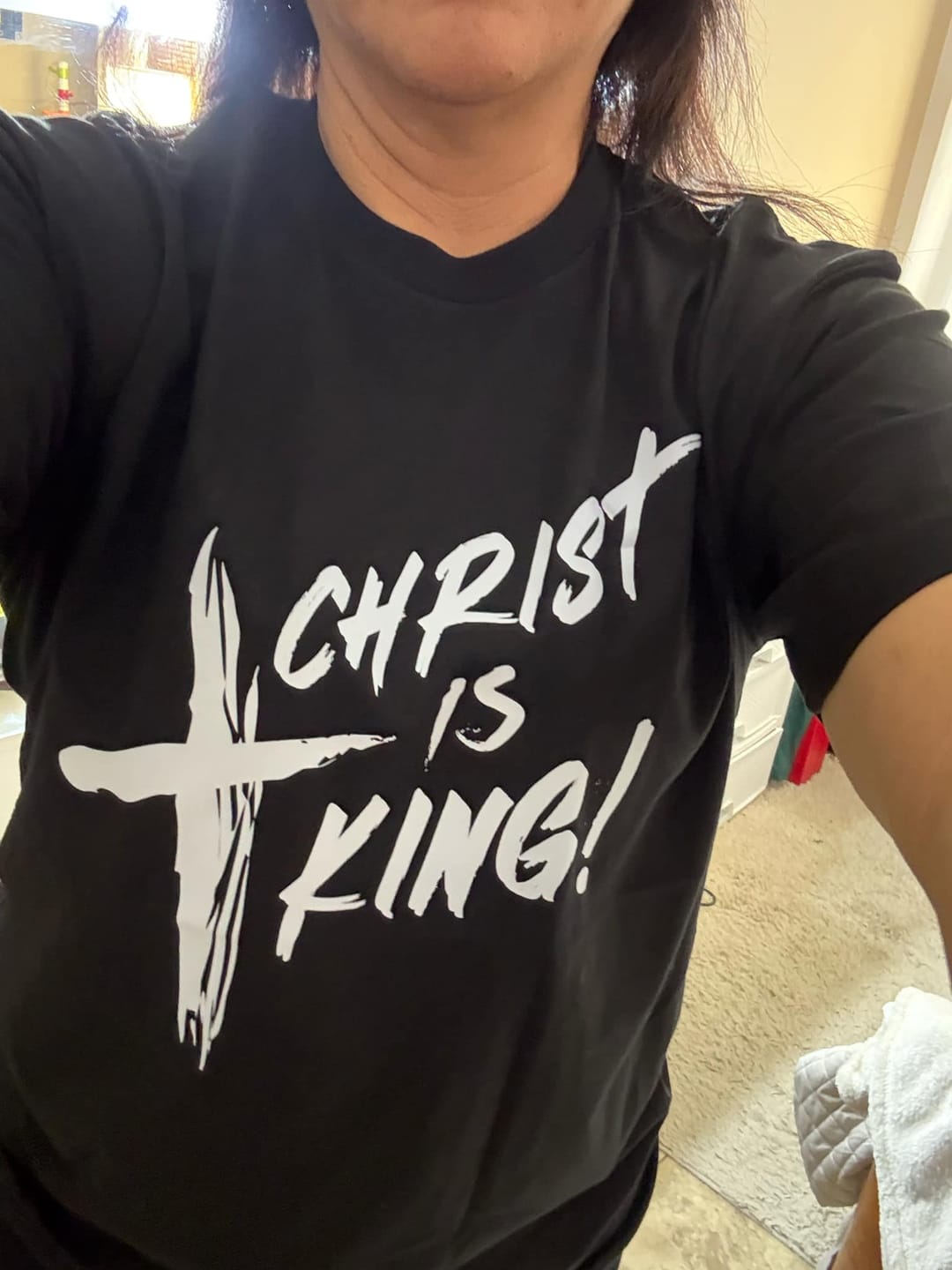 Customer photo review of Christ Is King T-Shirt
