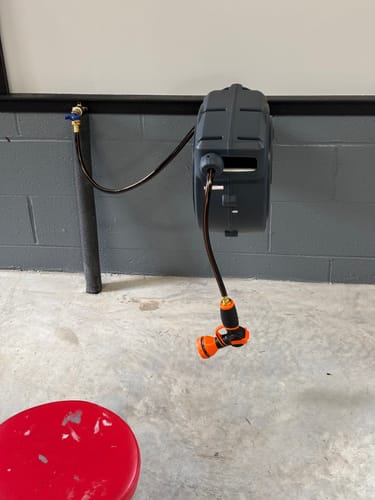 Customer photo review of Retractable Garden Hose Reel 62ft-155ft