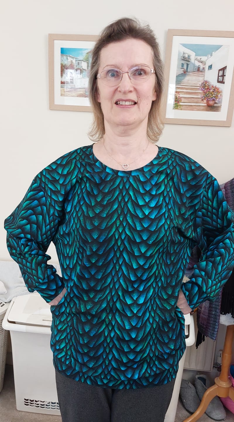 Customer photo review of Dragon Scales French Terry Fabric