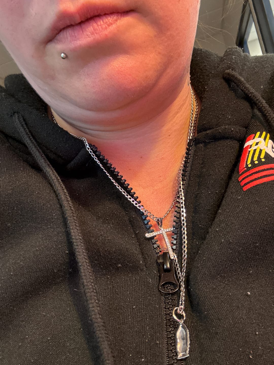 Customer photo review of Iced Letter Necklace