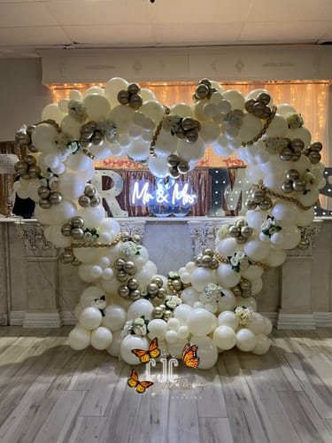 Customer photo review of 6.5ft Party & Hoop Balloon Heart Shape Loop Flower Arch Photo Booth Backdrop Stand Heart Backdrop