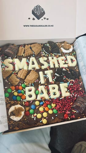 Customer photo review of Custom message loaded brownie