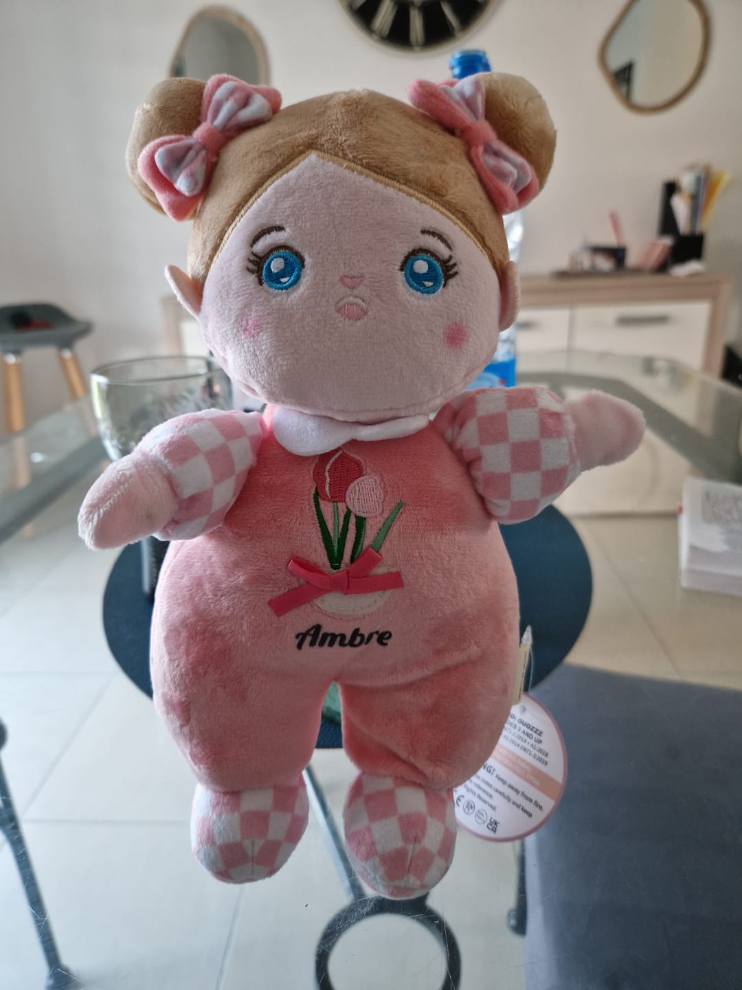 Customer photo review of Mini Personnalisée Poupée en Peluche avec Yeux Bleus Ouverts