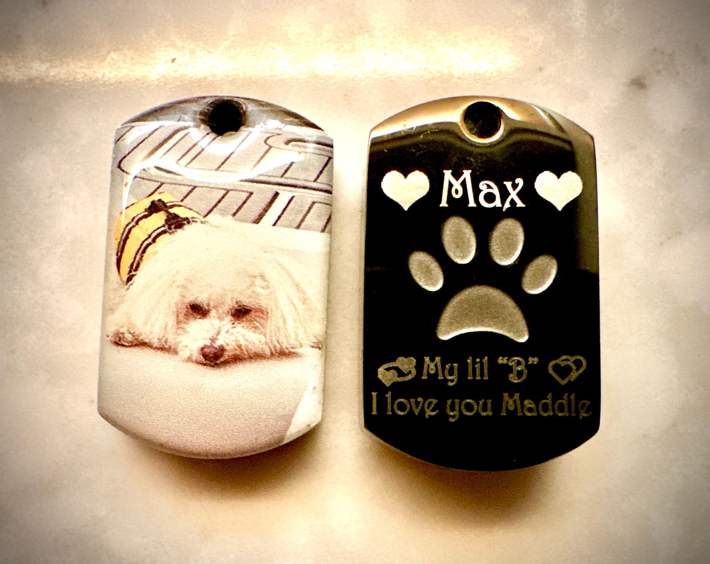 Customer photo review of Personalized Photo Urn Necklace for Pet