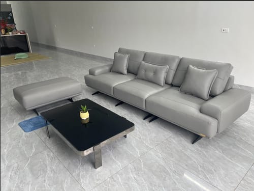 Customer photo review of Sản phẩm có sẵn - Sofa văng Lusso 2m8 bọc da Rio màu 413 - Inox