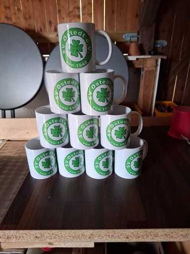 Customer photo review of TassenExpress - Becher Keramik Tasse mit Logo bedruckt 325ml Firmenlogo