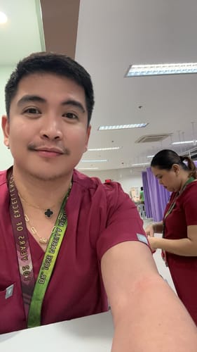 Customer photo review of Jogger MoveTech® Scrub Pants - Men / Garnet