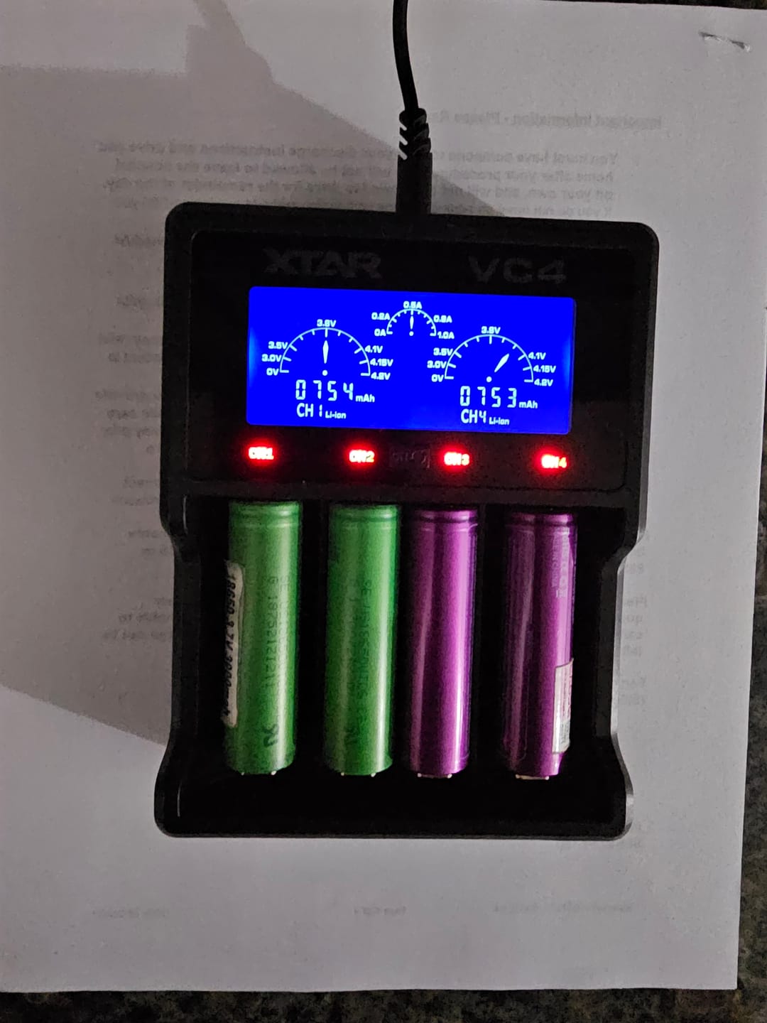 Customer photo review of XTAR VC4 4 Bay Digital LCD Battery Charger