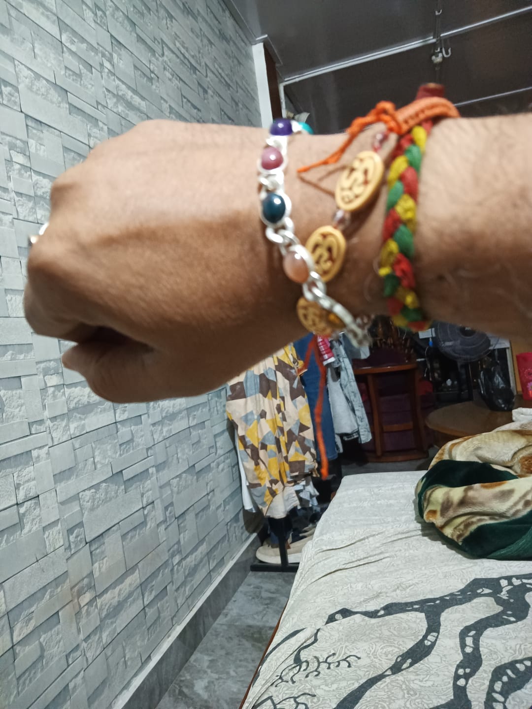 Customer photo review of 7 Gemstones Chakra Balancing Bracelet, In Silver For Men