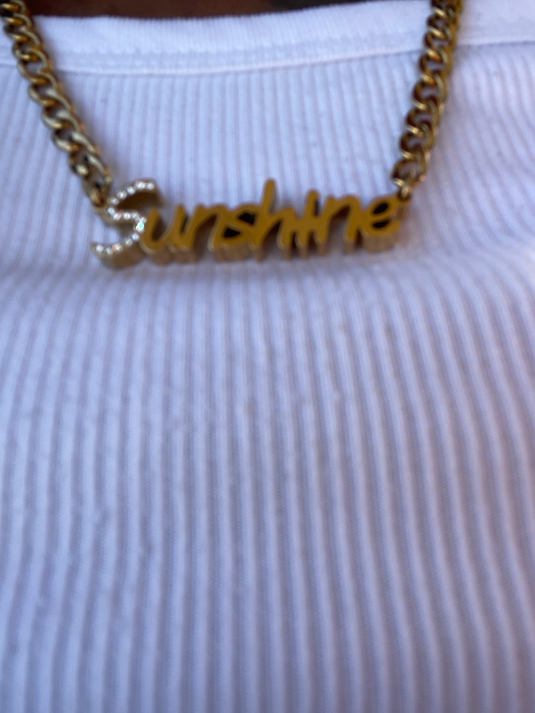 Customer photo review of Thick Nameplate Necklace w/ Cuban Chain