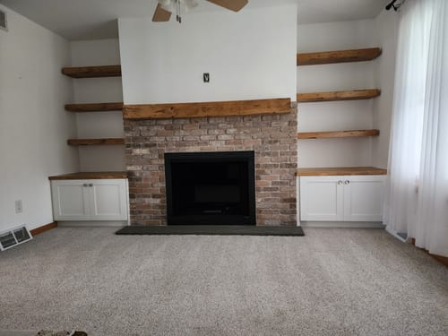 Customer photo review of Distressed 3" Thick Floating Shelves