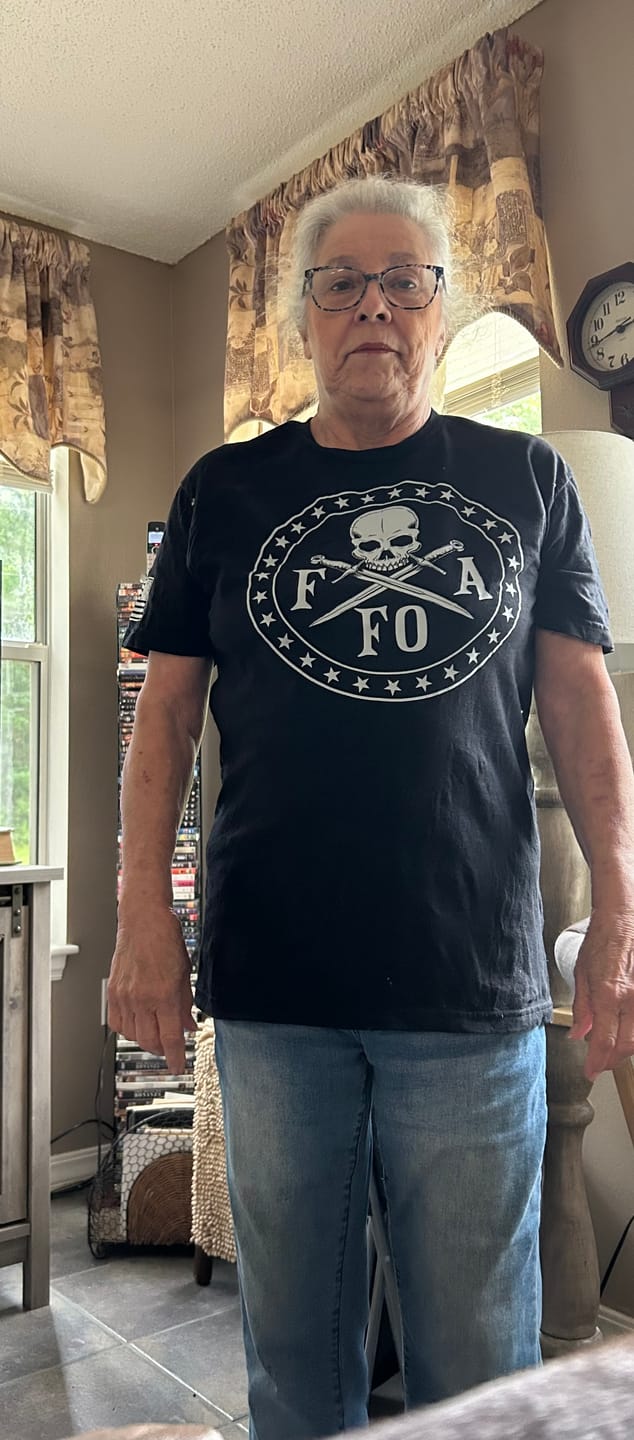Customer photo review of FAFO Skull & Dagger T-Shirt