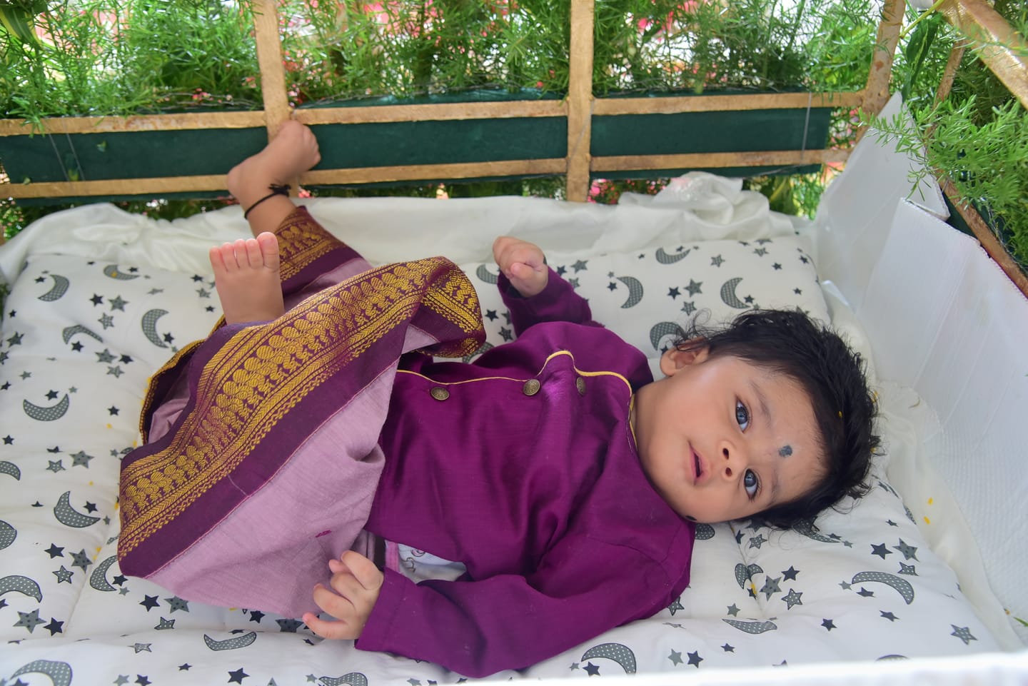 Customer photo review of Lavendar and wine kurta dhoti ethnic dress for baby boy
