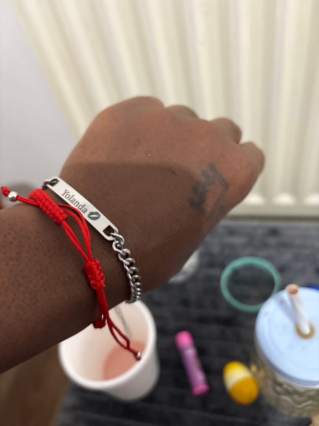 Customer photo review of Dainty Engraved Bracelet