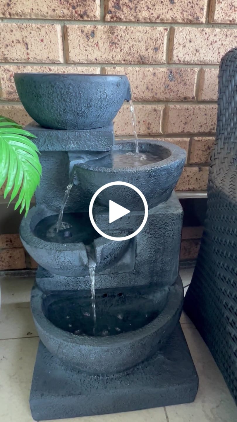 Customer video review of Solar Powered 4-Tier Bowls Water Fountain - Dark 72cm