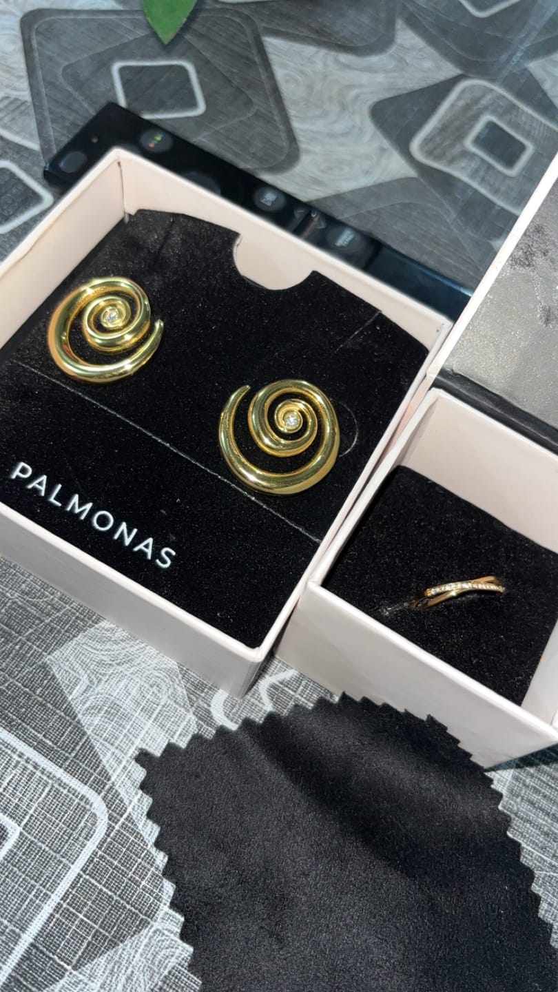 Customer photo review of Cosmic Swirl Earrings