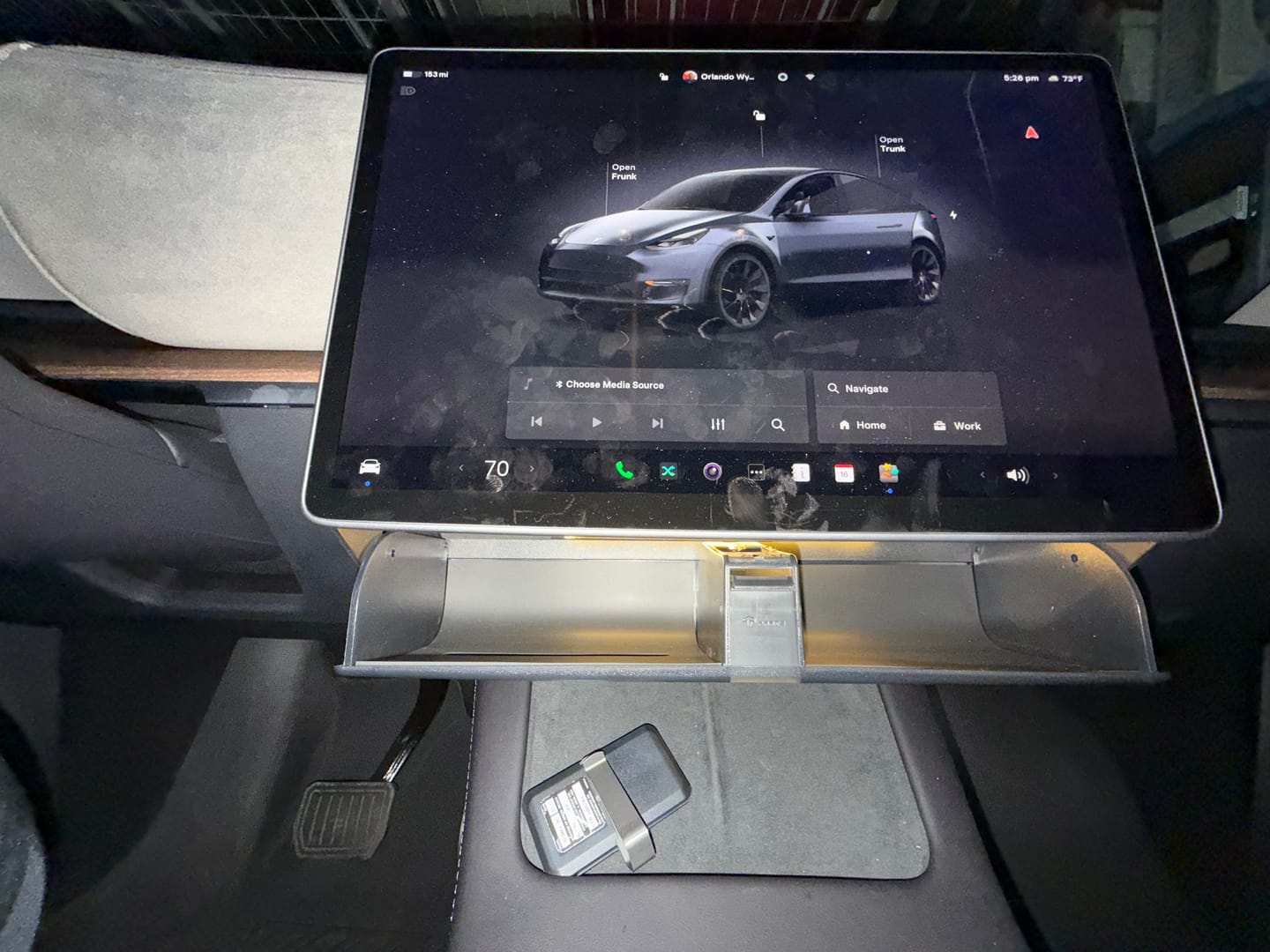 Customer photo review of Hidden Magnetic Under Screen Storage Box for Tesla Model 3/Y