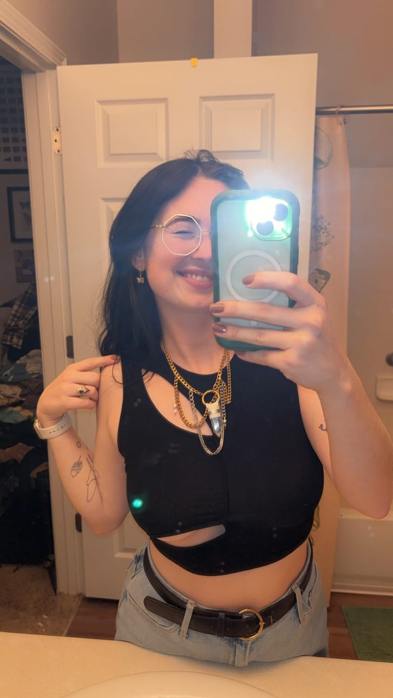 Customer photo review of Mixed Metal Quartz Layered Necklace