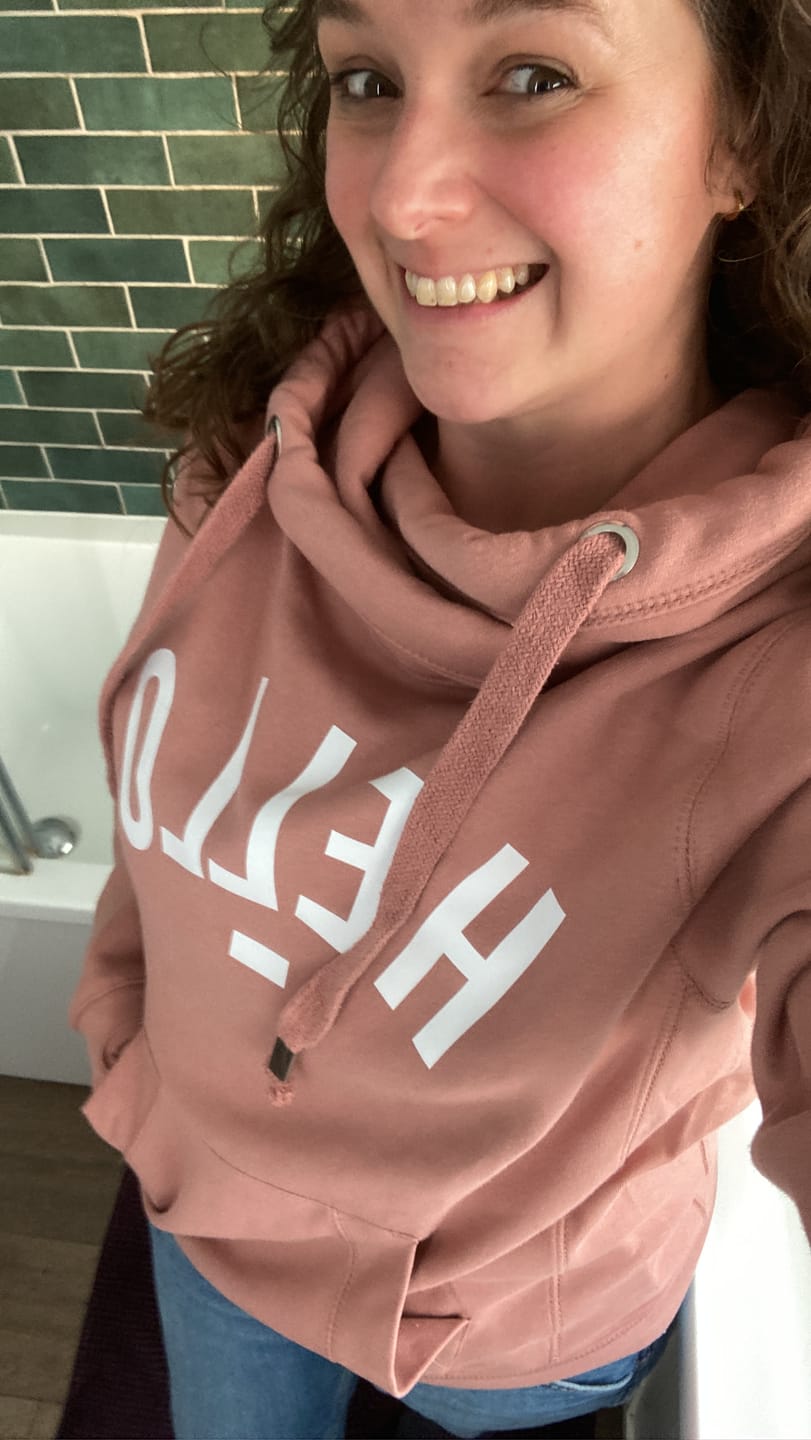 Customer photo review of Rose Hello Cowl Neck Hoodie