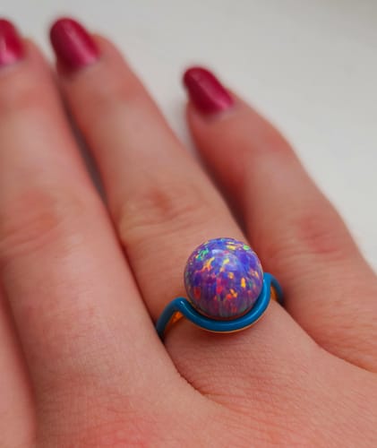 Customer photo review of Pebbles Purple Opal Ring