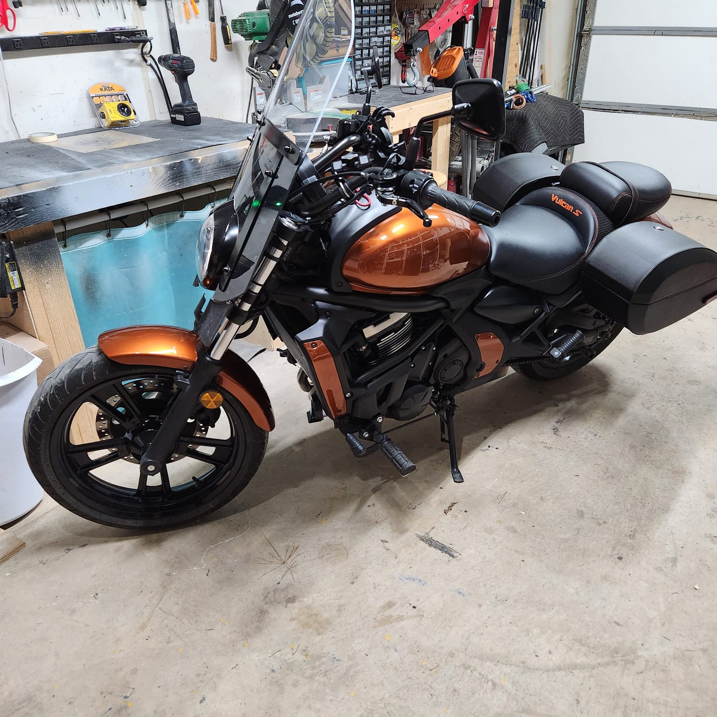 Customer photo review of 28L - Phantom Large Kawasaki Vulcan S VN650 Leather Wrapped Motorcycle Hard Saddlebags