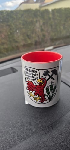 Customer photo review of TassenExpress - Becher Keramik Tasse mit Logo bedruckt 325ml Firmenlogo