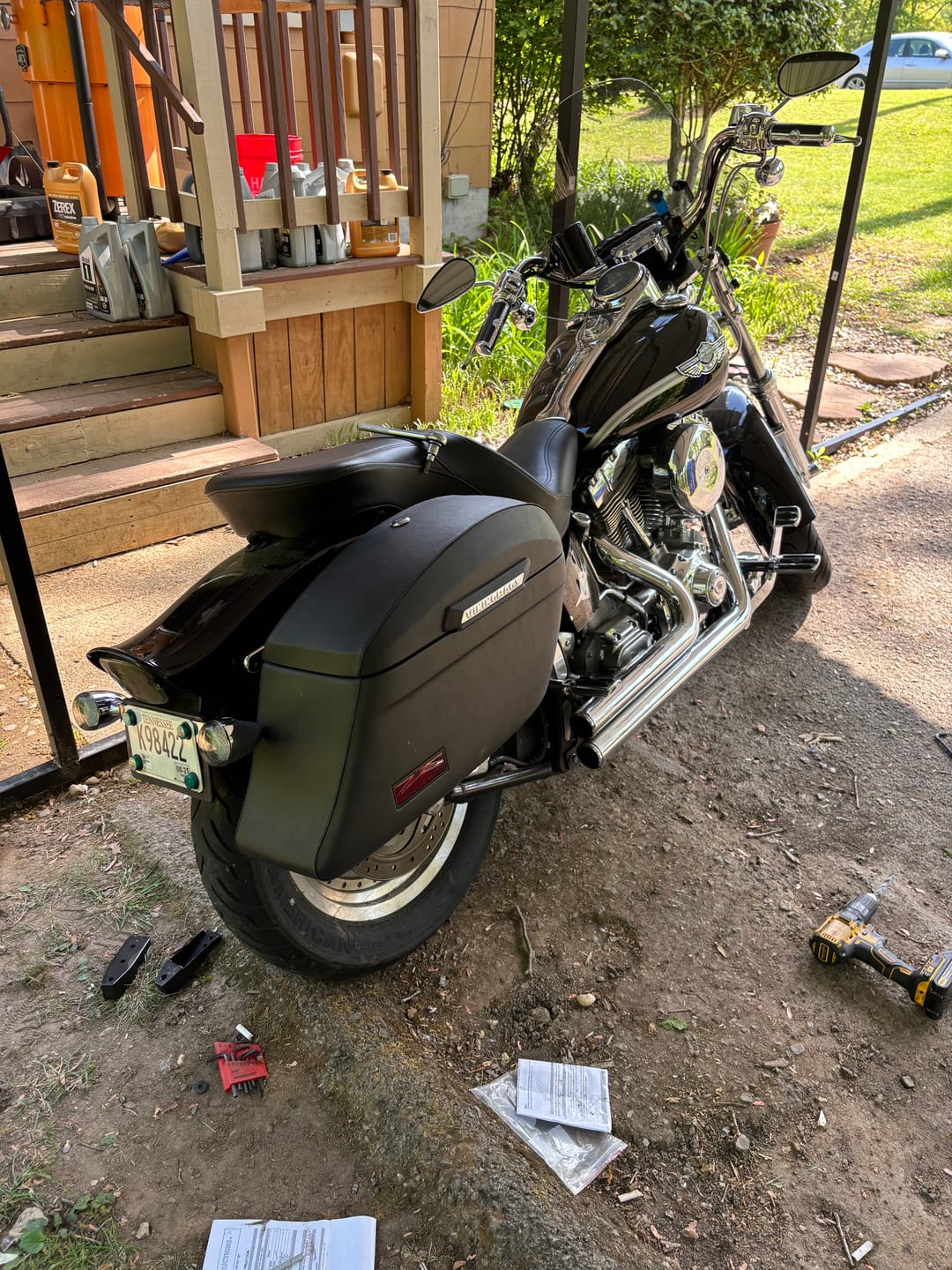 Customer photo review of 44L - Lamellar Stallion Extra Large Leather Covered Motorcycle Hard Saddlebags for Harley Softail Standard FXST/I
