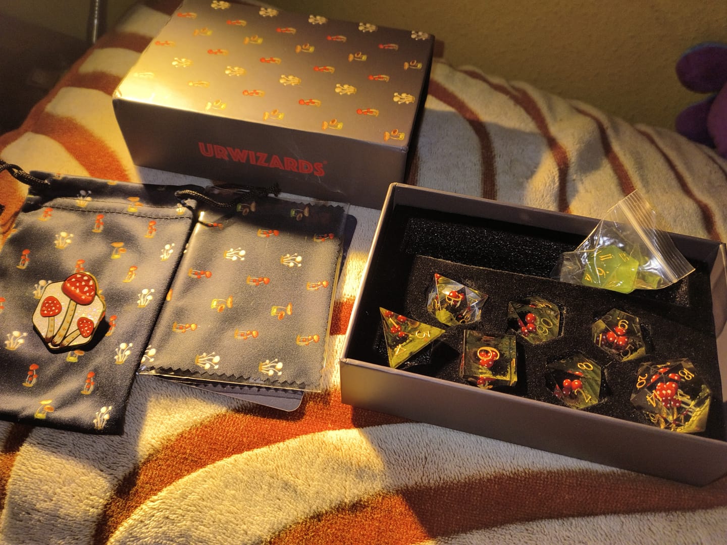 Customer photo review of Red Mushroom Resin Dice Set