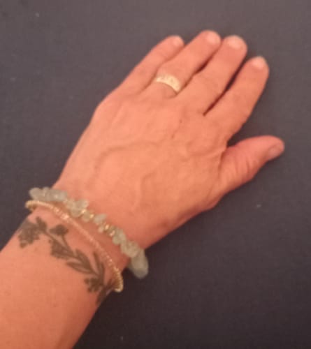 Customer photo review of Natural Aquamarine & Quartz Beaded Bracelet