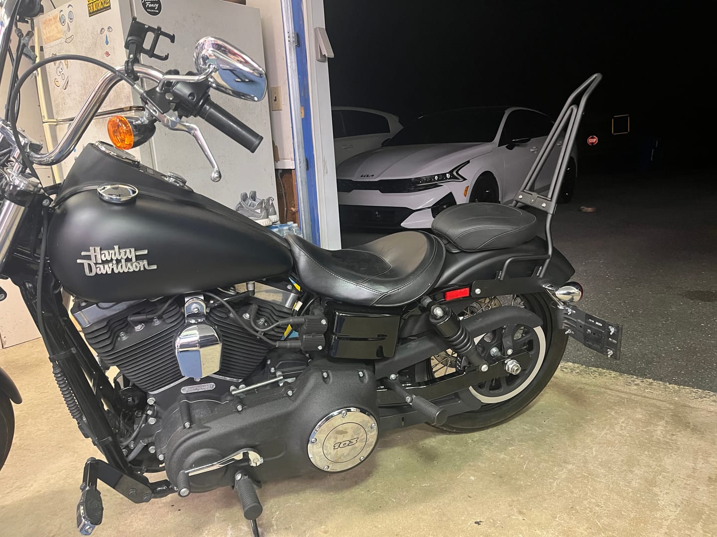 Customer photo review of Iron Born Blade 25" Sissy Bar with Foldable Luggage Rack for Harley Dyna Street Bob FXDB Matte Black