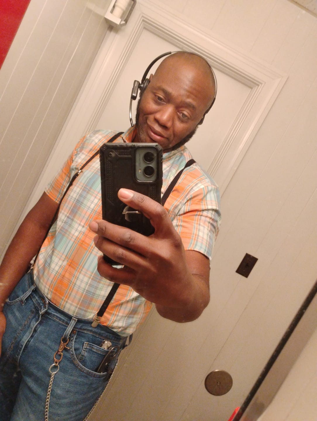 Customer photo review of Men's Orange & Blue Check shirt - CK 68