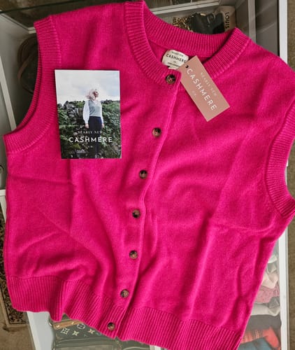 Customer photo review of Brand New Hot Pink Luxury Cashmere Crew Neck Waistcoat Extra Large UK 20-22