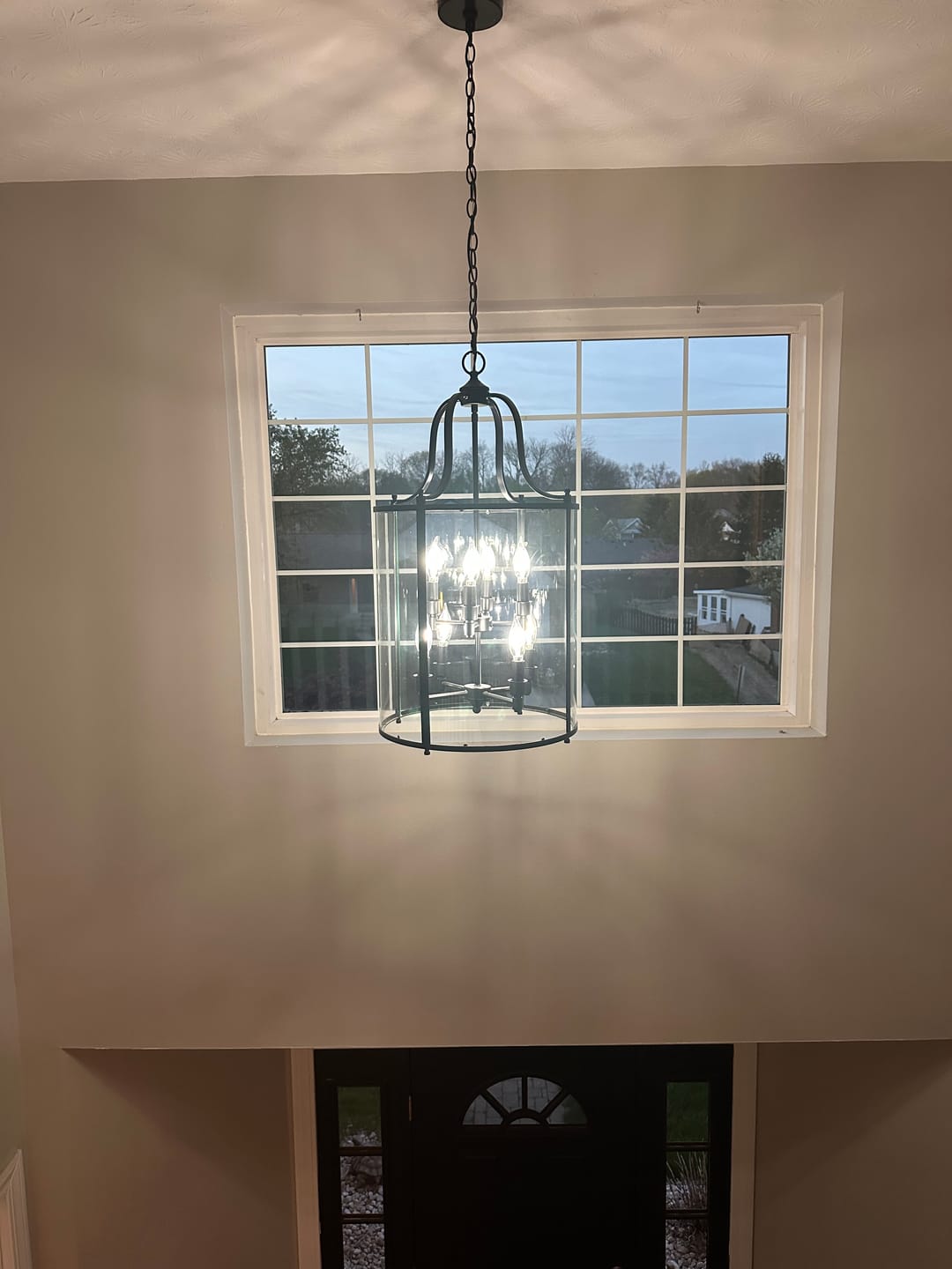Customer photo review of Farmhouse Wide Clear Glass Cylinder Cage Pendant