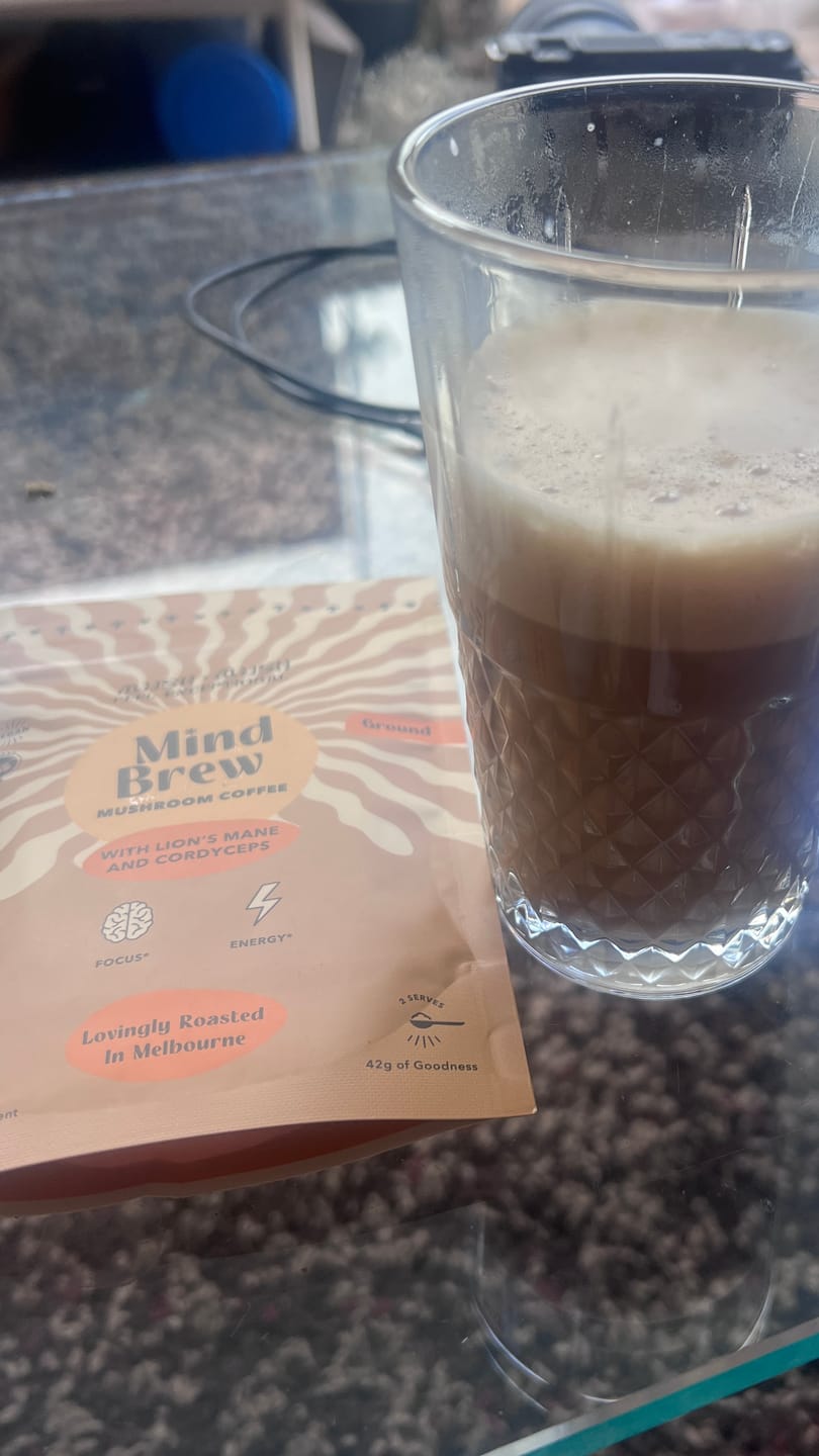 Customer photo review of Mind Brew – Mushroom Coffee with Lion’s Mane & Cordyceps for Focus & Energy