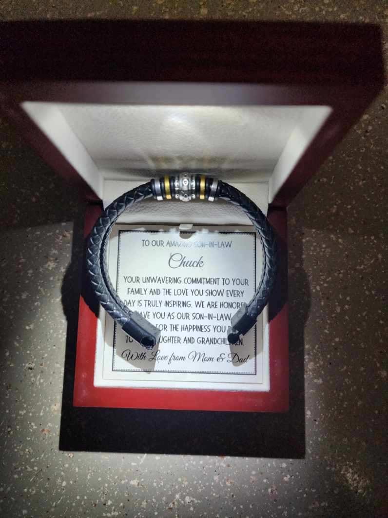 Customer photo review of Son-in-Law Gift, Love You Forever Bracelet: Your Unwavering Commitment To Your Family