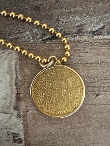 Customer photo review of 9ct 375 Gold Lords Prayer Charm (1961)
