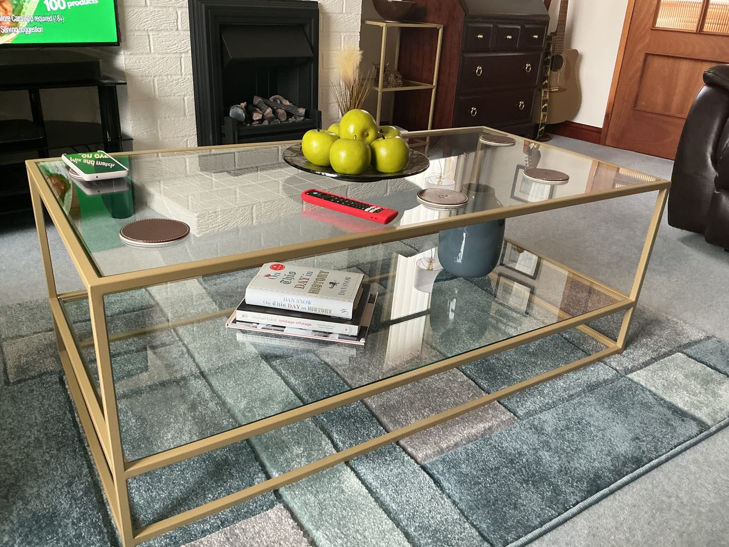 Customer photo review of Aria Glass Metal Coffee Table - Gold