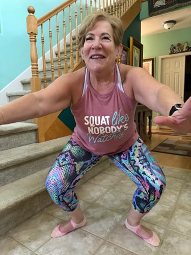 Customer photo review of Squat Like Nobody Is Watching Rocker Tank