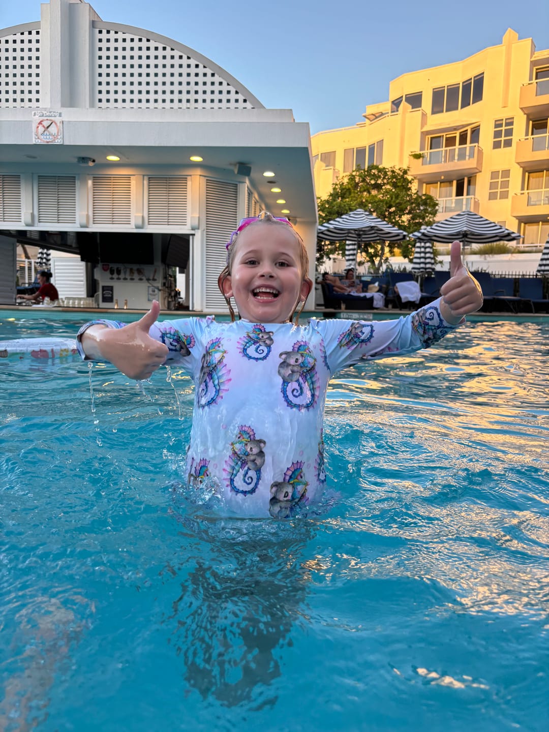 Customer photo review of Seahorse Koala Girls Long Sleeve Back Zip Swimmers
