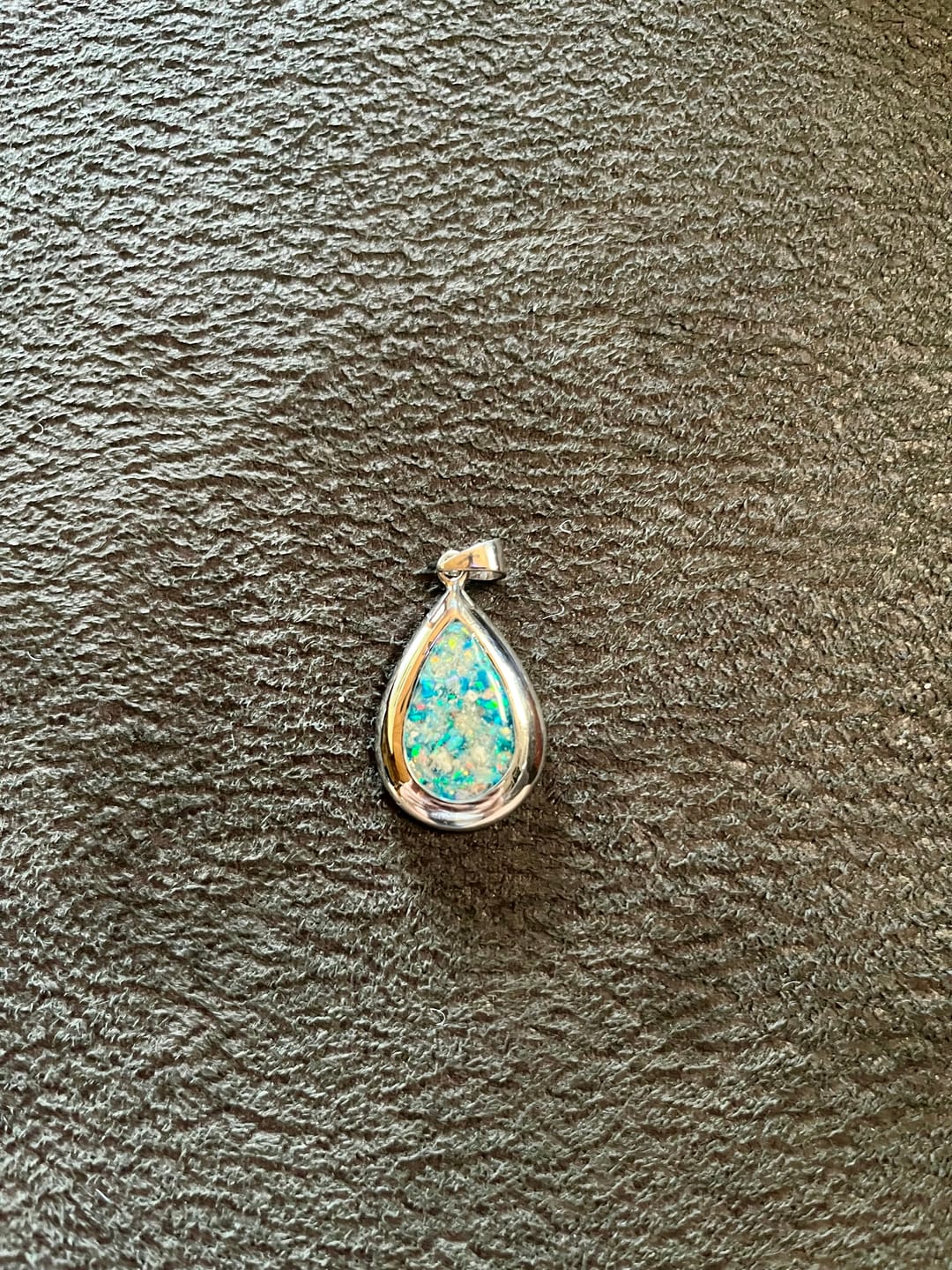 Customer photo review of Pear Drop Opal Cremation Pendant - Engravable