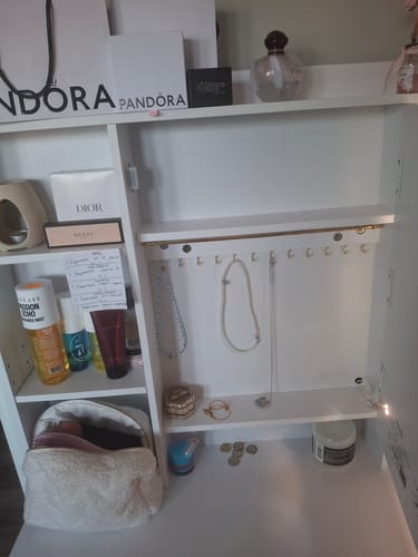 Customer photo review of Τραπέζι Μπουντουάρ Μακιγιάζ Tουαλέτας Κρεβατοκάμαρας Καθρέφτης Με Ντουλάπι Λευκό με Φωτισμό LED Ρυθμιζόμενη Φωτεινότητα RD-T123T14