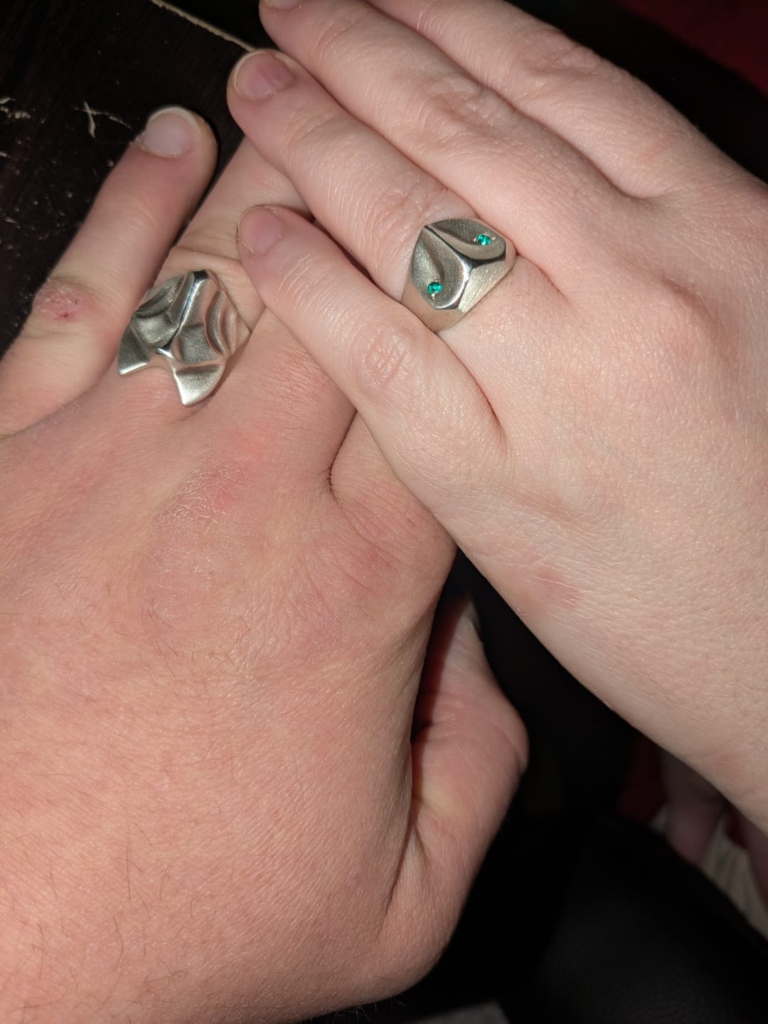 Customer photo review of Owl Ring with Sapphire Eyes