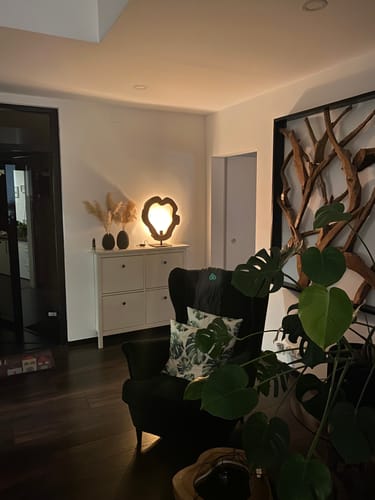 Customer photo review of Holz Tischlampe NATURA Baumscheibe