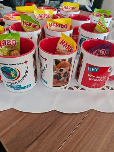 Customer photo review of TassenExpress - Becher Keramik Tasse mit Logo bedruckt 325ml Firmenlogo