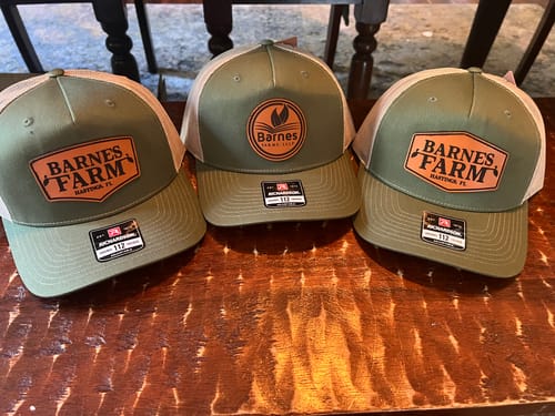 Customer photo review of Custom Leather Patch Hats Richardson 112 Laser Engraved